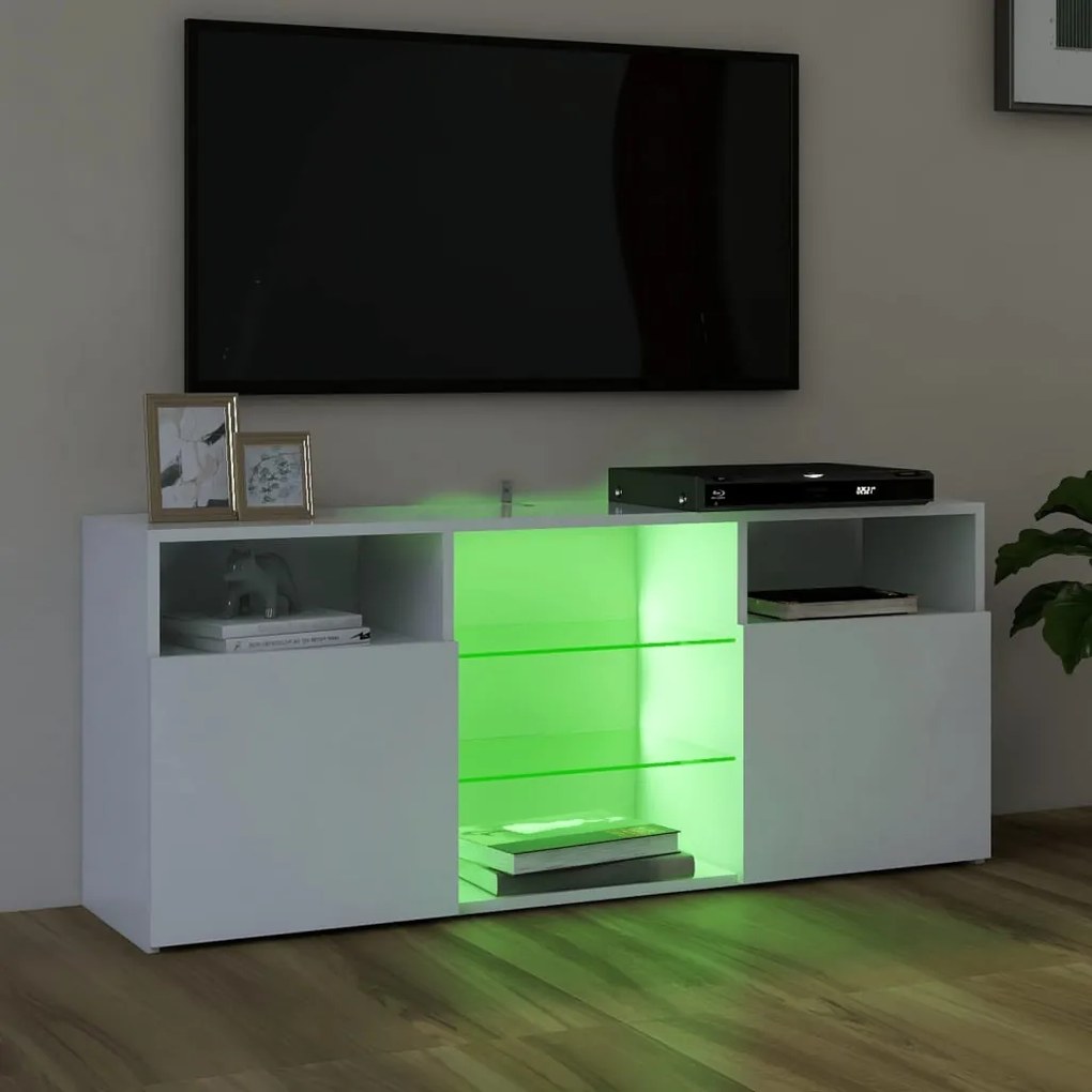 Móvel de TV Maze com Luzes LED de 120cm - Branco - Design Moderno