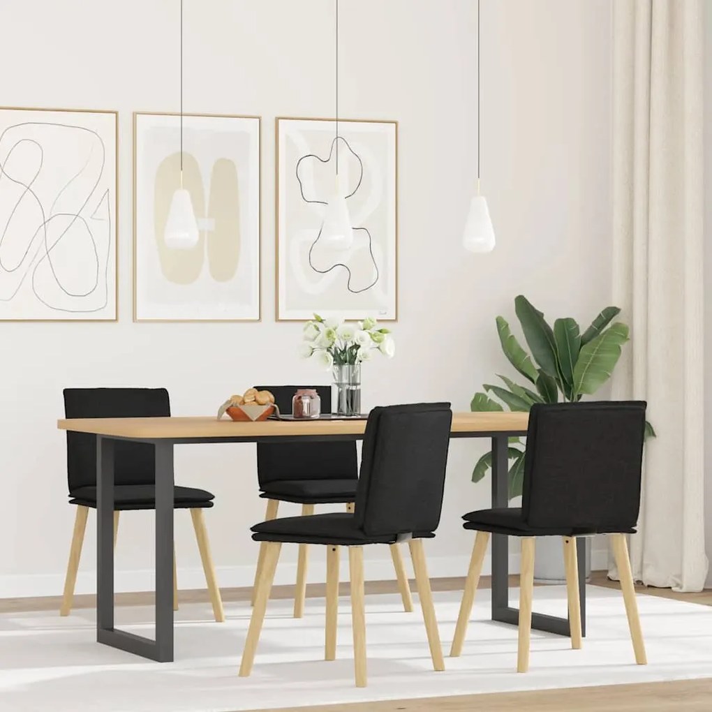 vidaXL Cadeiras de jantar 4 pcs tecido preto