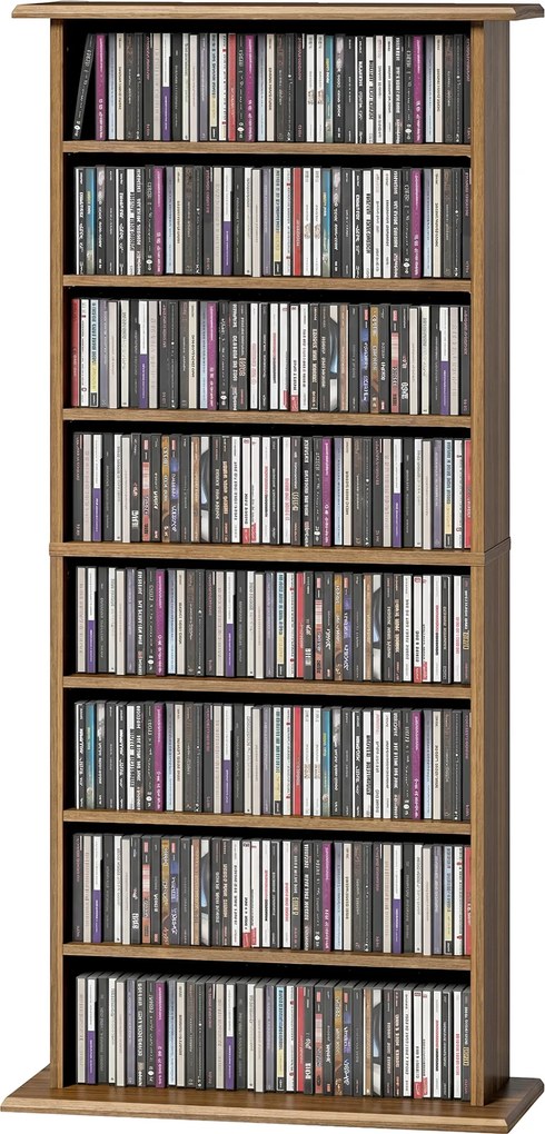 Organizador para CD e DVD 58 (L) x 24 (P) x 126,3 (A) cm com 8 compartimentos e 6 prateleiras ajustáveis, capacidade máxima de 360 CD/185 DVD e Blu-ra
