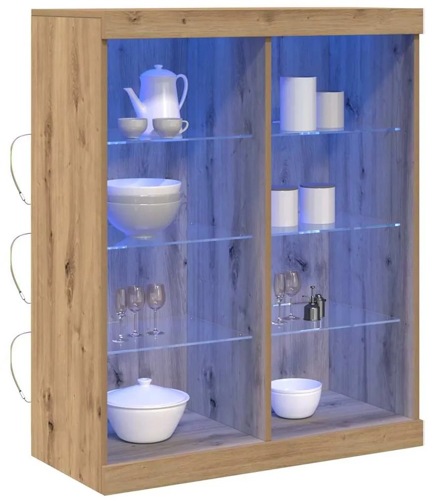 Sideboard com Luzes LED Carvalho Artesanal 41x37x100 cm