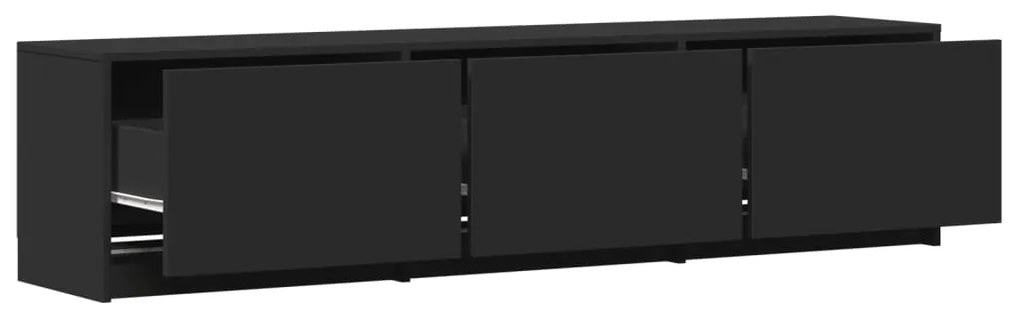 Móvel de TV com luzes LED derivados de madeira preto
