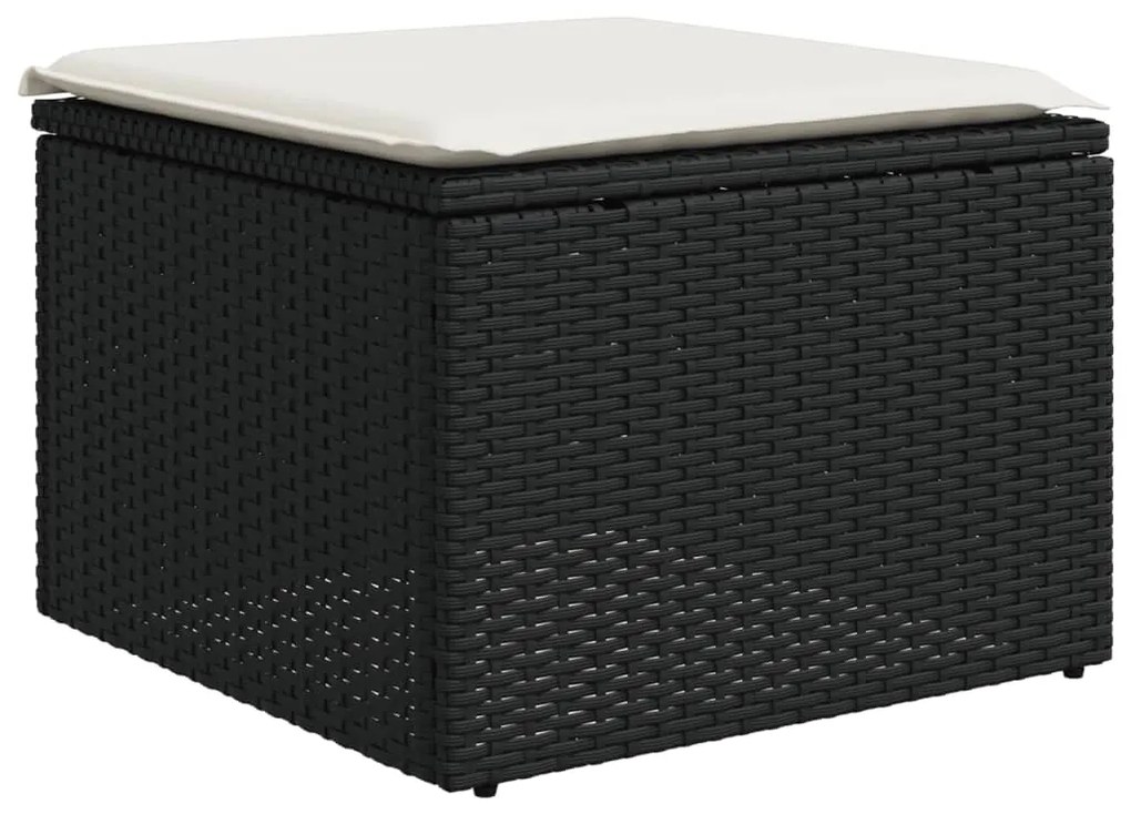 9 pcs conjunto de sofás p/ jardim c/ almofadões vime PE preto