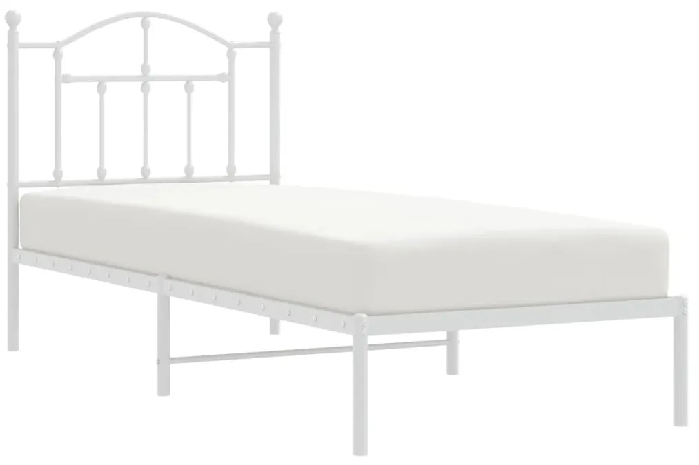 Estrutura de cama com cabeceira 90x190 cm metal branco