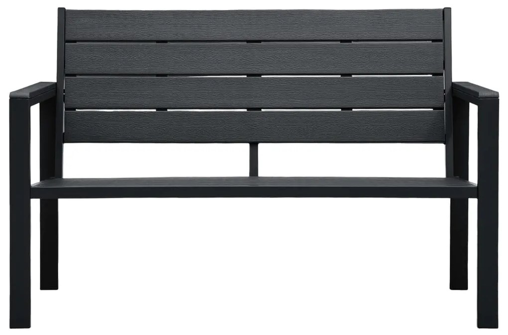 Banco de jardim 120 cm PEAD aspeto de madeira preto