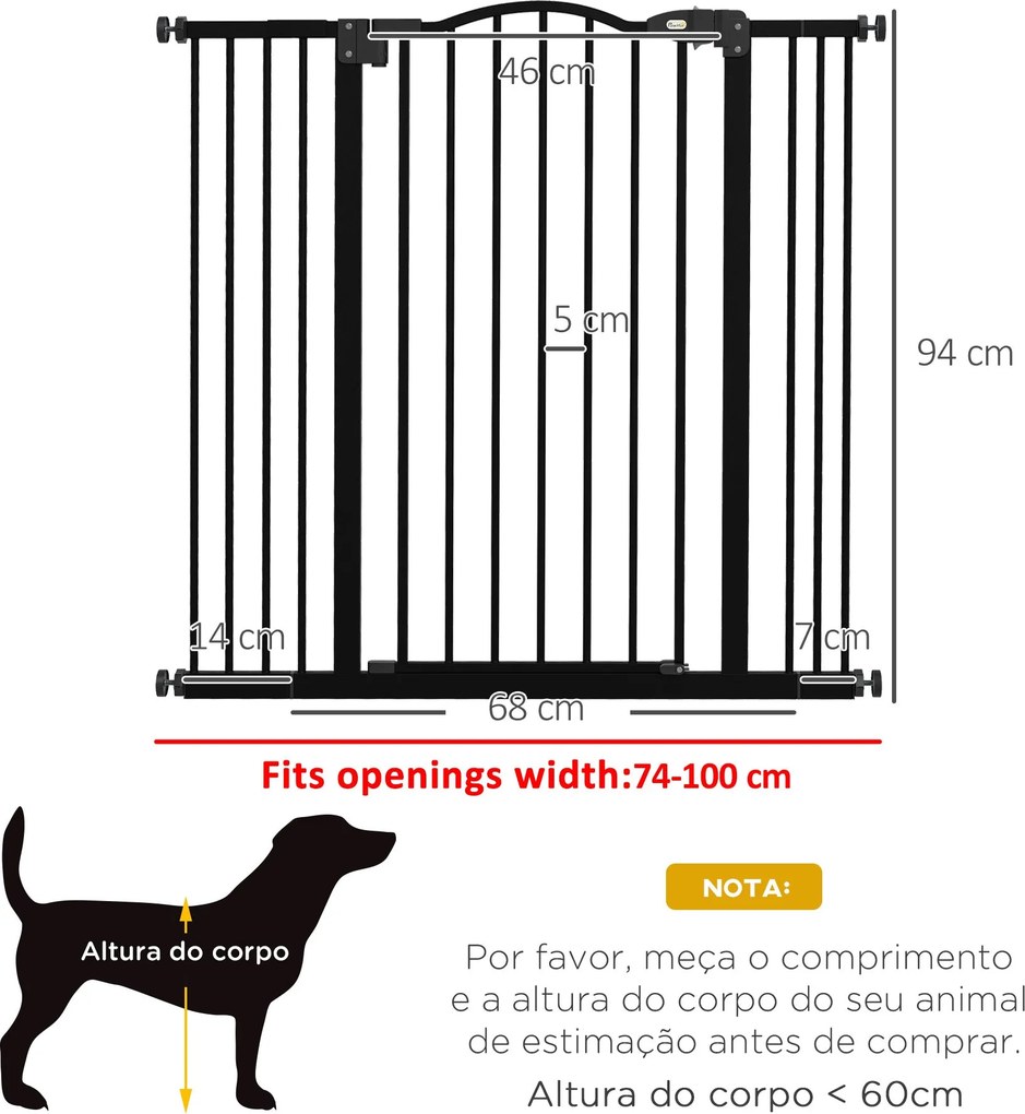 PawHut Barreira de Segurança para Cães Barreira com Largura Ajustável