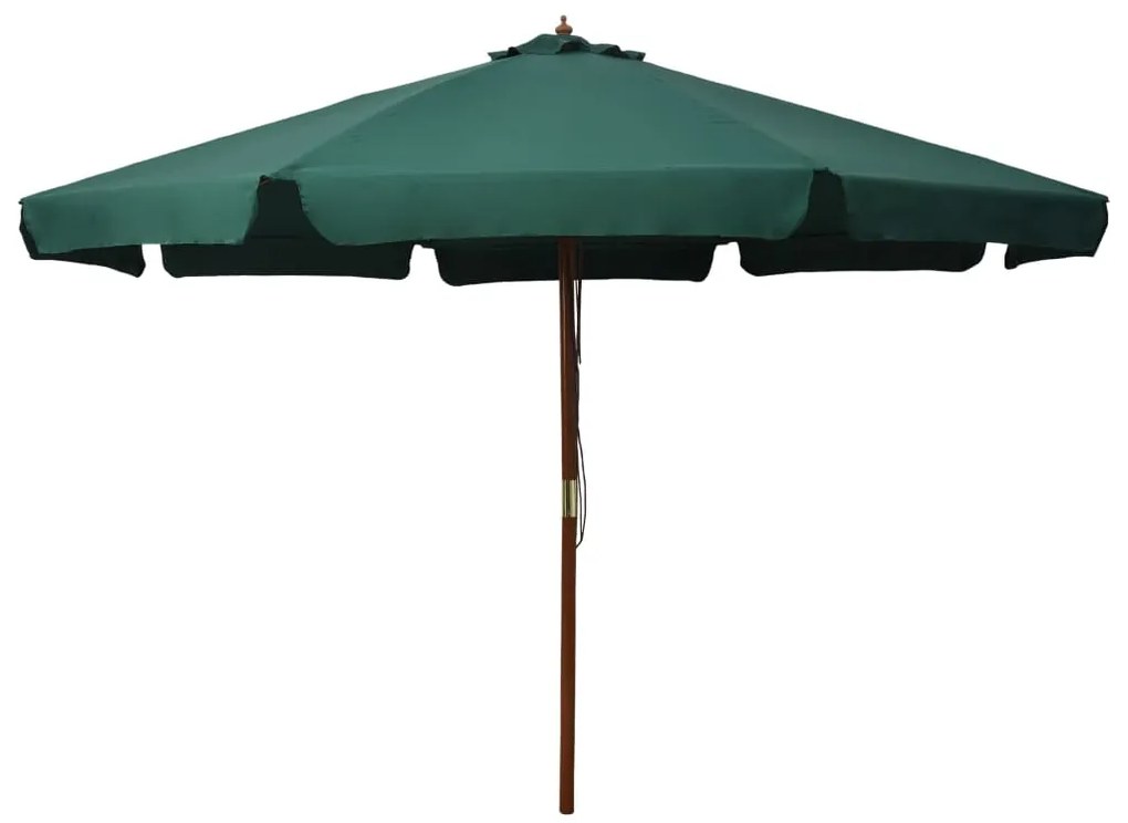 Guarda-sol de exterior com poste em madeira 330 cm verde