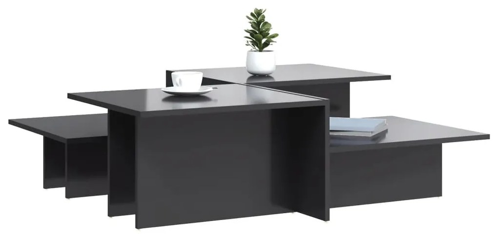 Mesas de centro 2 pcs derivados de madeira cinzento brilhante