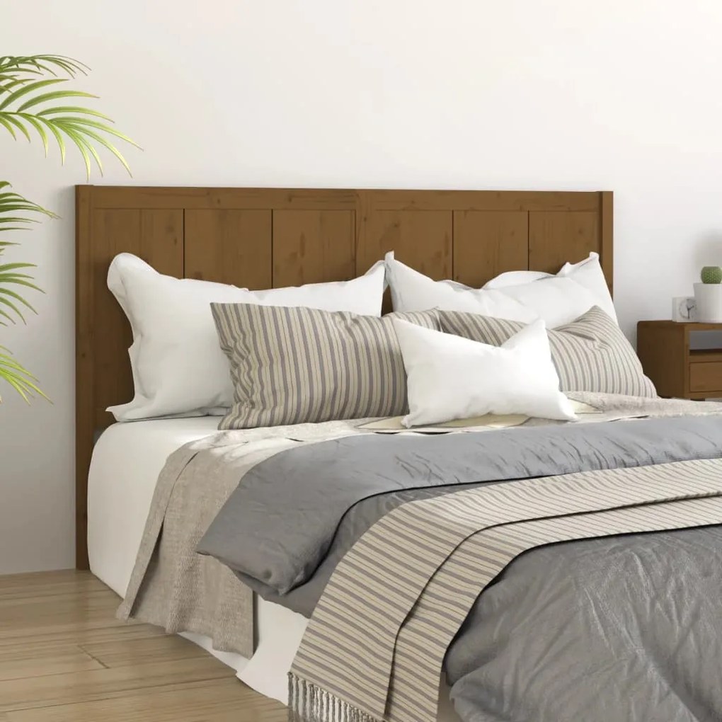 818098 vidaXL Cabeceira de cama 155,5x4x100 cm pinho maciço castanho mel