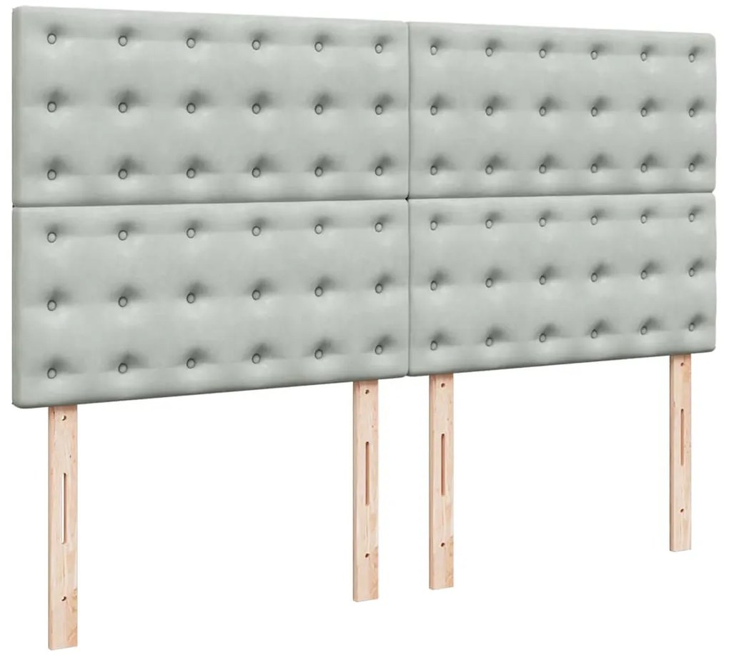 Cama com molas/colchão 180x200 cm veludo cinzento-claro