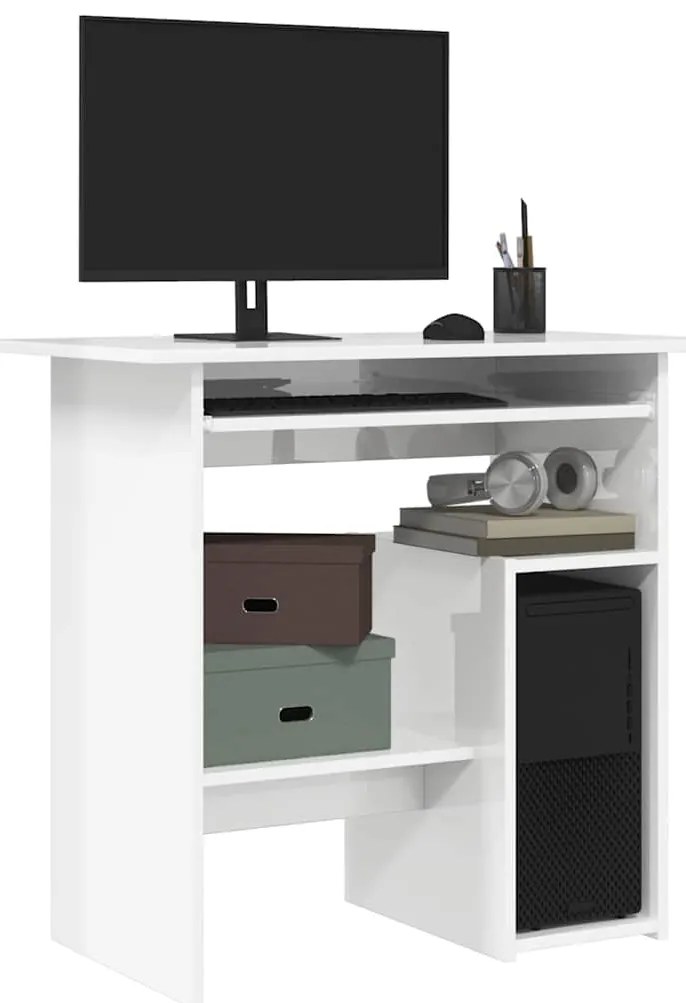 Secretária 80x45x74 cm derivados de madeira branco brilhante