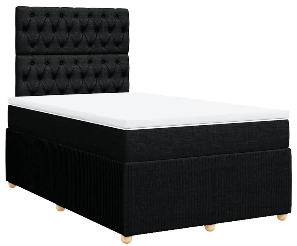 Cama boxspring com colchão 120x190 cm tecido preto