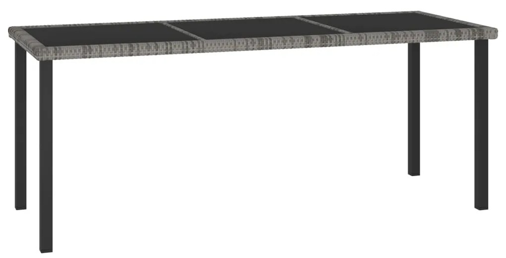 Mesa de jantar para jardim 180x70x73 cm vime PE cinzento