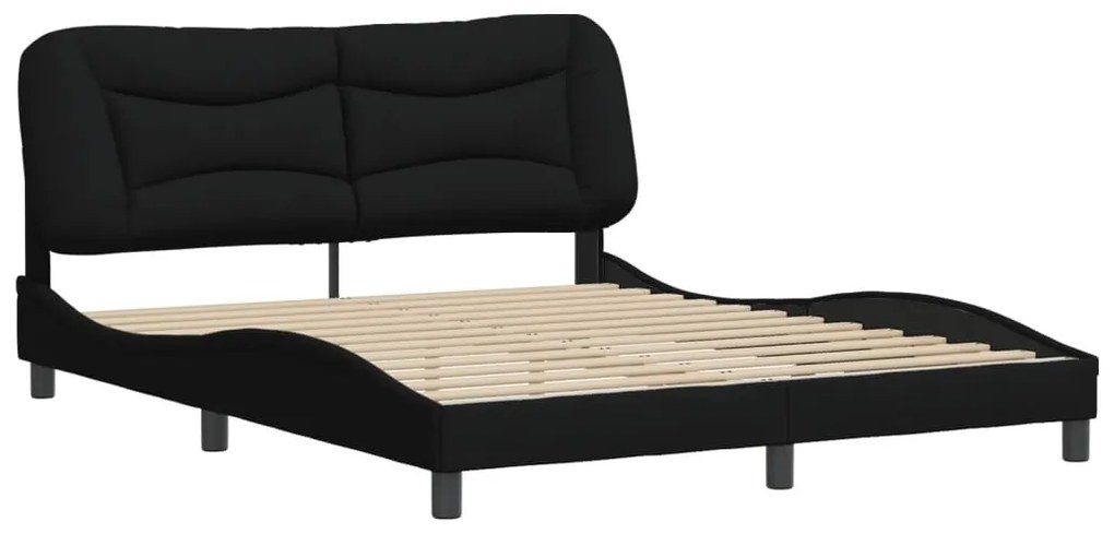 Estrutura de cama sem colchão 160x200 cm tecido preto