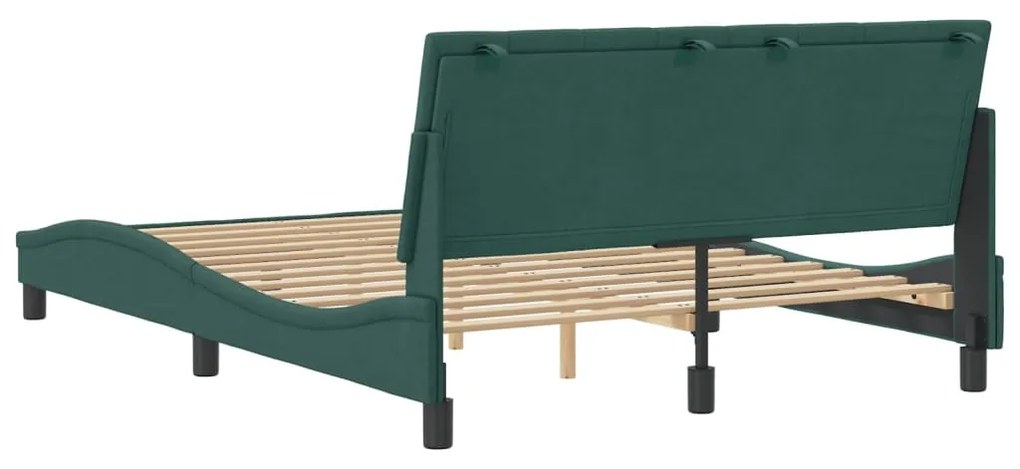Estrutura de cama sem colchão 140x200 cm veludo verde-escuro