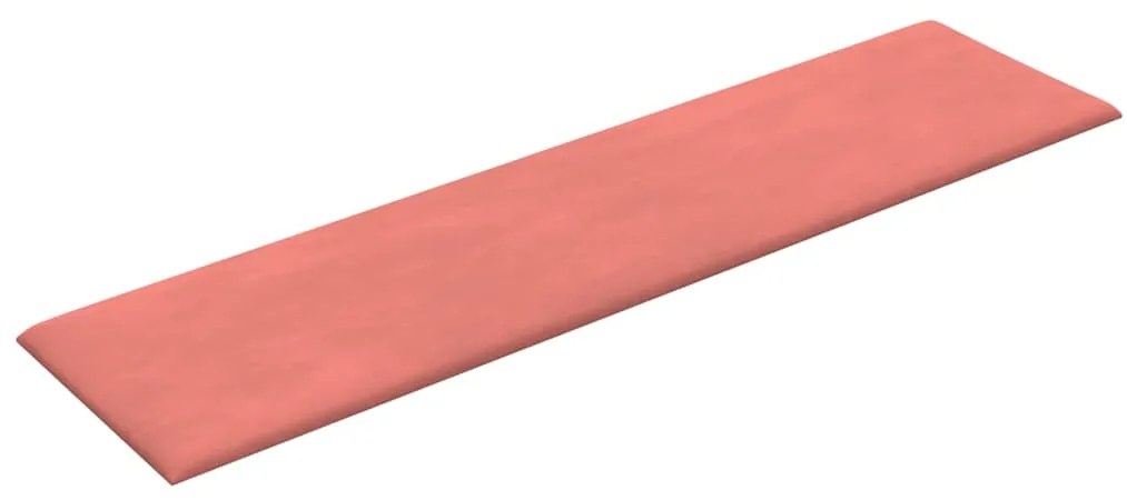 Painel de parede 12 pcs 60x15 cm veludo 1,08 m² rosa