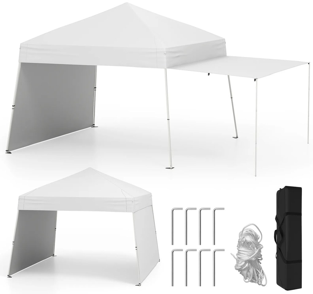 Tenda dobrável de 10 x 10 pés com 1 parede lateral e bolsa com rodas - Azul