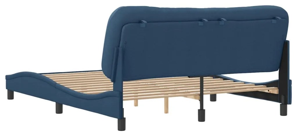 Estrutura de cama sem colchão 160x200 cm tecido azul