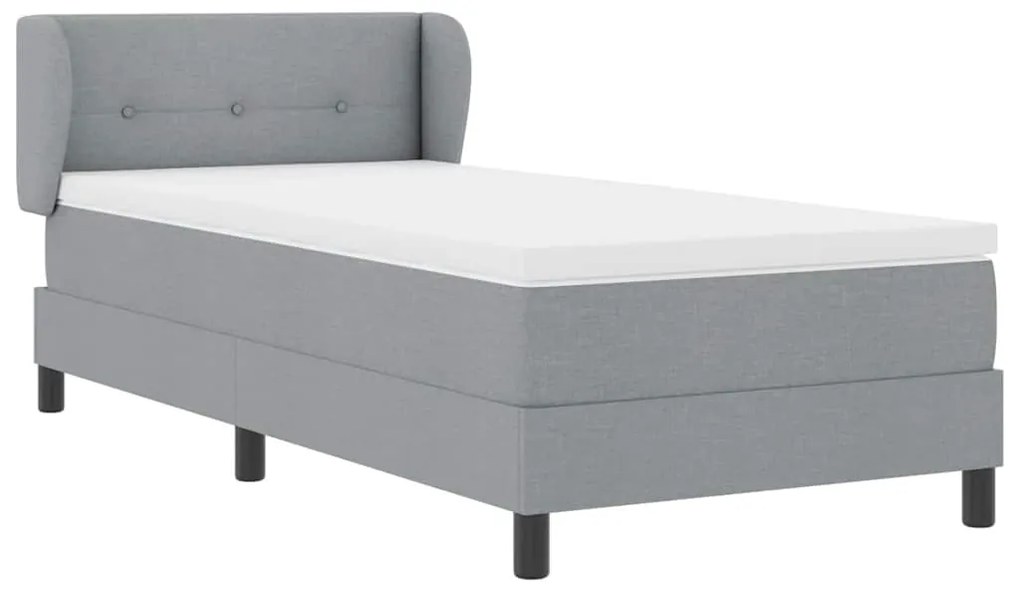 Cama Box Spring com Colchão VidaXL Cinza Claro 80x200 cm Tecido