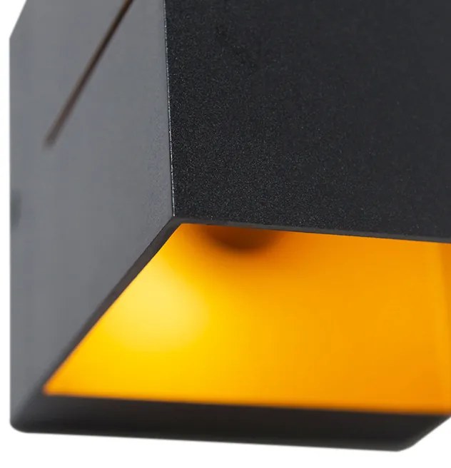 Conjunto de 4 Apliques de Parede Preto com Dourado 9,7 cm - Transfer Groove Design,Industrial,Moderno