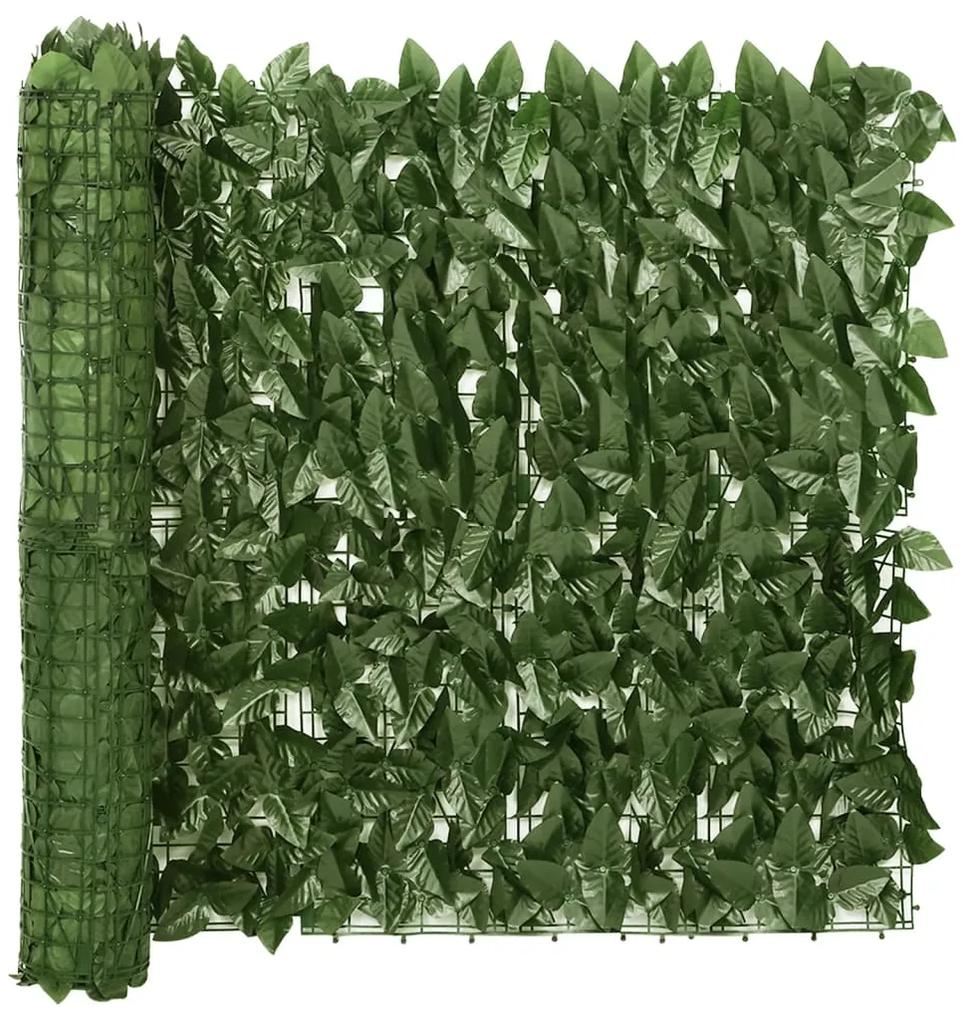 Tela de varanda com folhas verde-escuras 400x75 cm