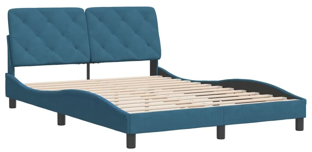 Estrutura de cama c/ cabeceira 120x200 cm veludo azul