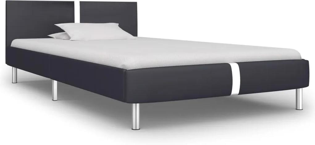 Estrutura de cama 90x200 cm couro artificial preto