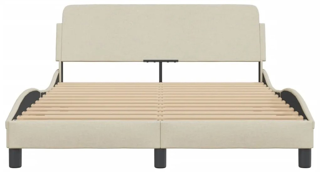 Estrutura de cama sem colchão 140x190 cm tecido cor creme