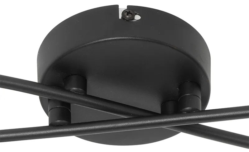 Candeeiro de teto moderno preto 4 luzes vidro fumê - ATHENS