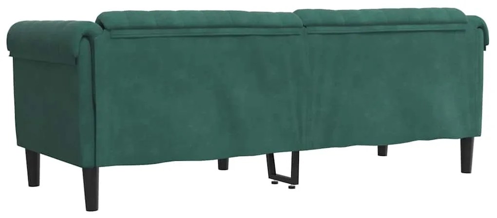 Sofá de 3 lugares veludo verde-escuro