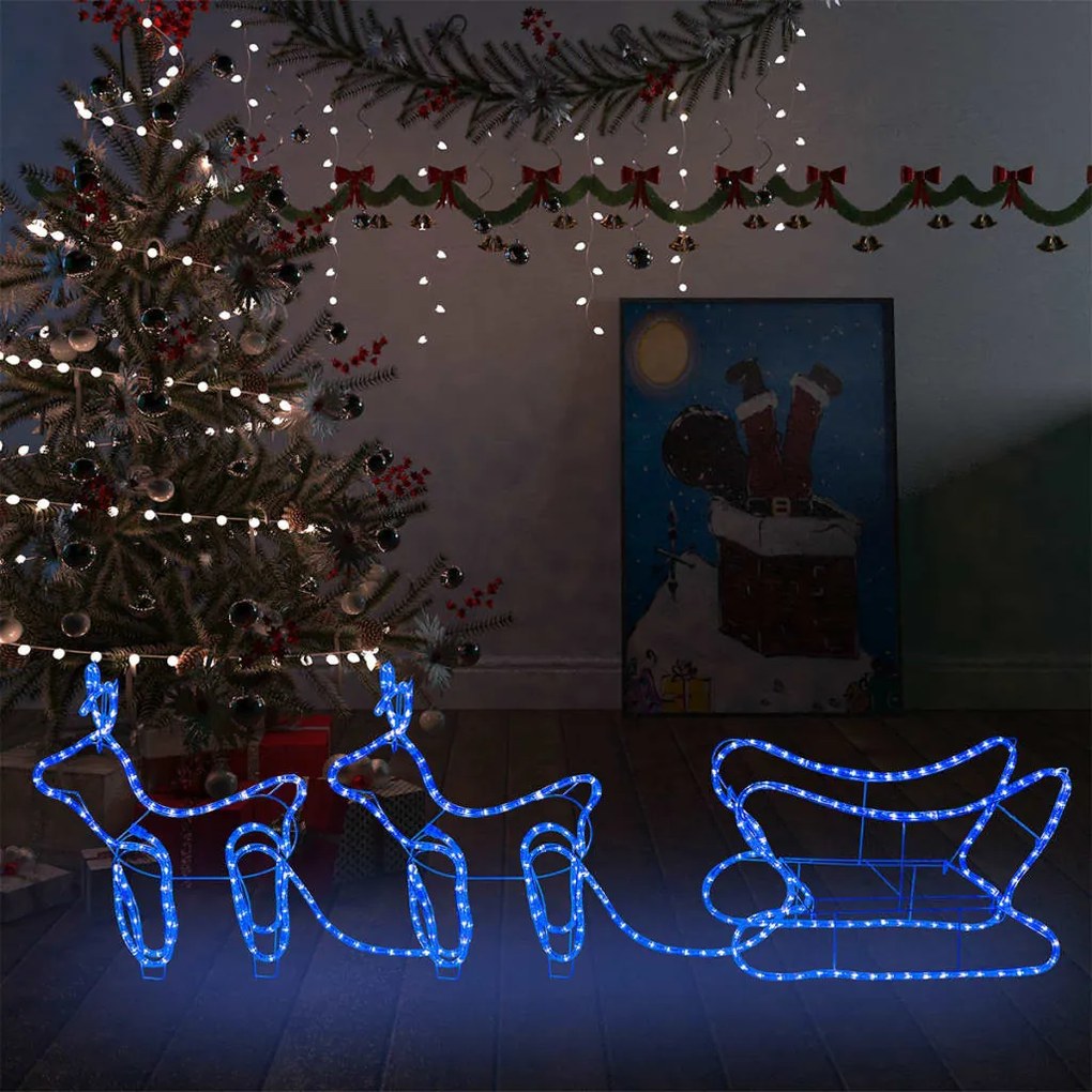 329812 vidaXL Decoração de Natal rena e trenó de exterior 576 luzes LED