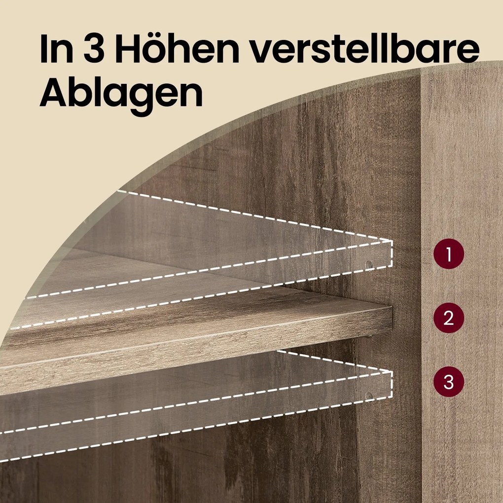 Aparador, armário cozinha com portas com vidro 35 x 100 x 75 cm castanho-camelo-preto