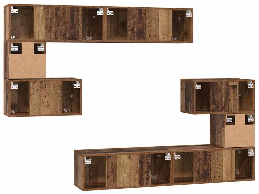 Conjunto de móvel de TV 8 pcs Madeira antiga 80 x 30 x 30 cm