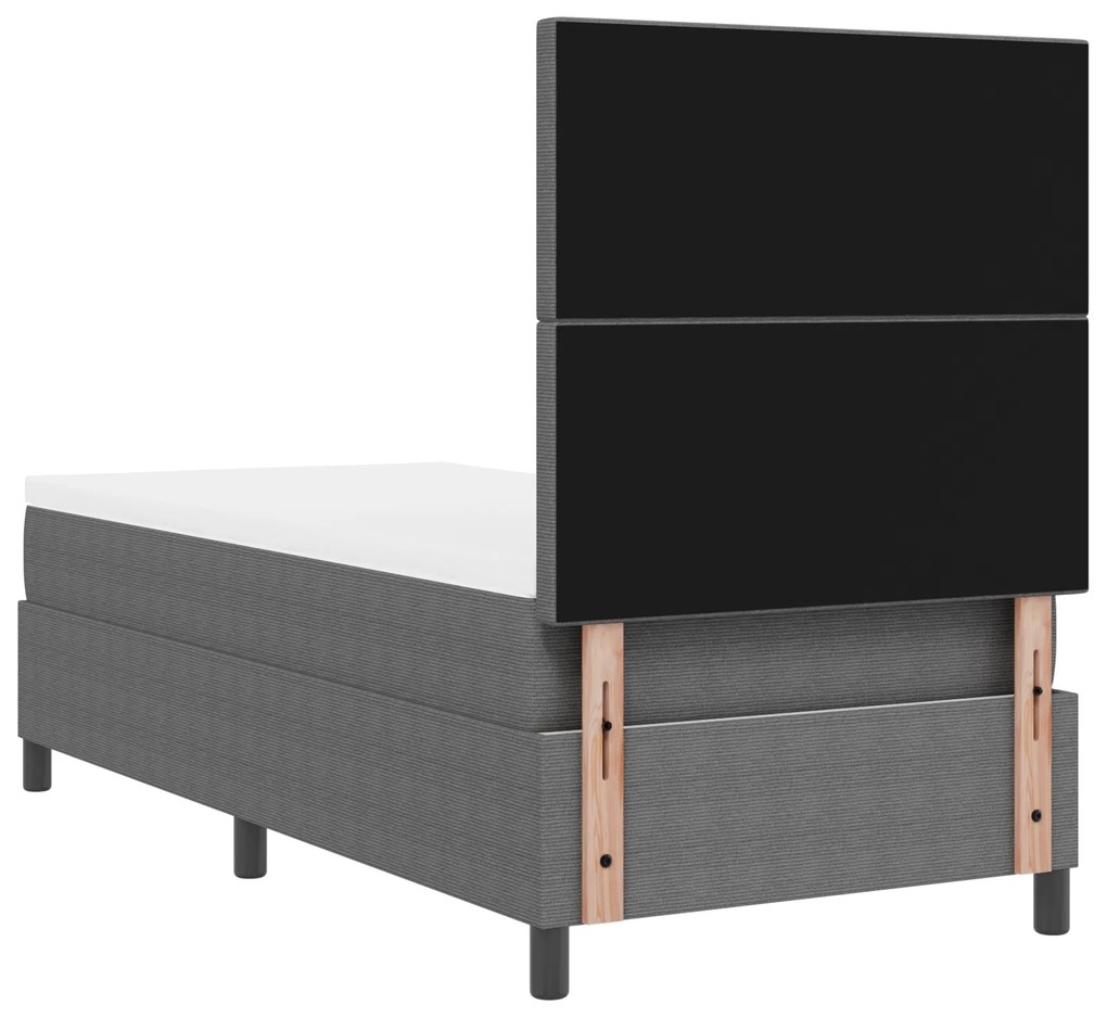 Cama Box Spring com Colchão Cinza Claro 80x200 cm Tecido de corduroy