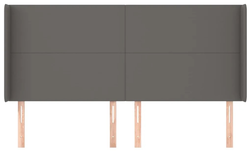Cabeceira cama c/ abas couro artif. 163x16x118/128 cm cinzento