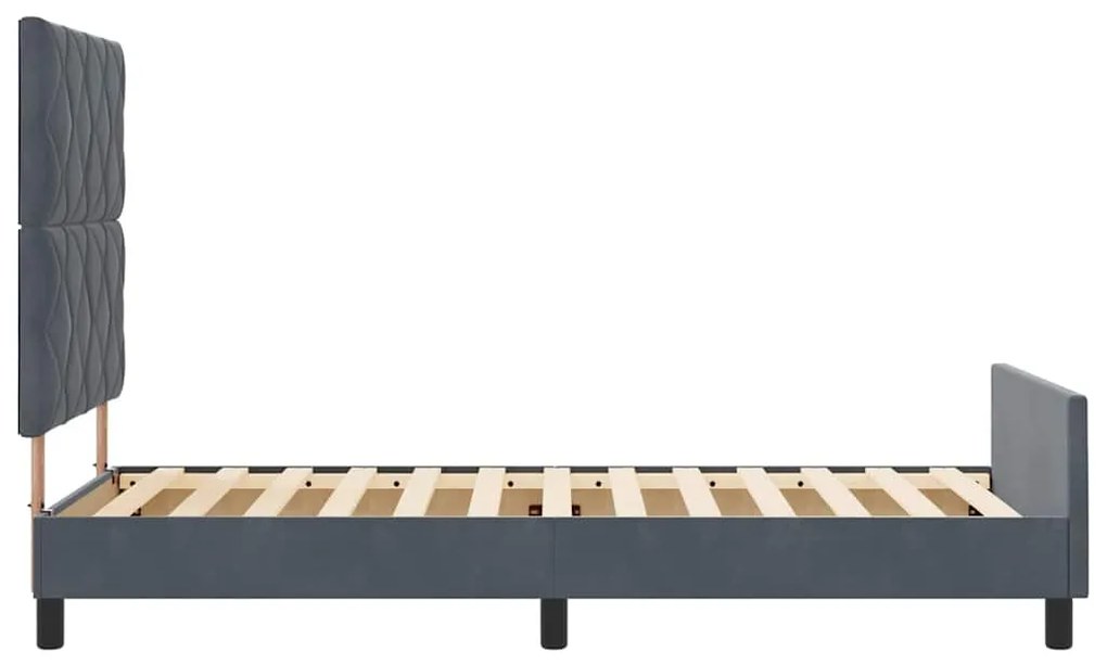 Cama Cinza Escuro 100x200 cm Veludo