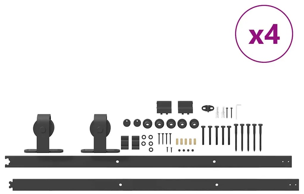 Kit de ferragens para porta deslizante 400 cm aço preto
