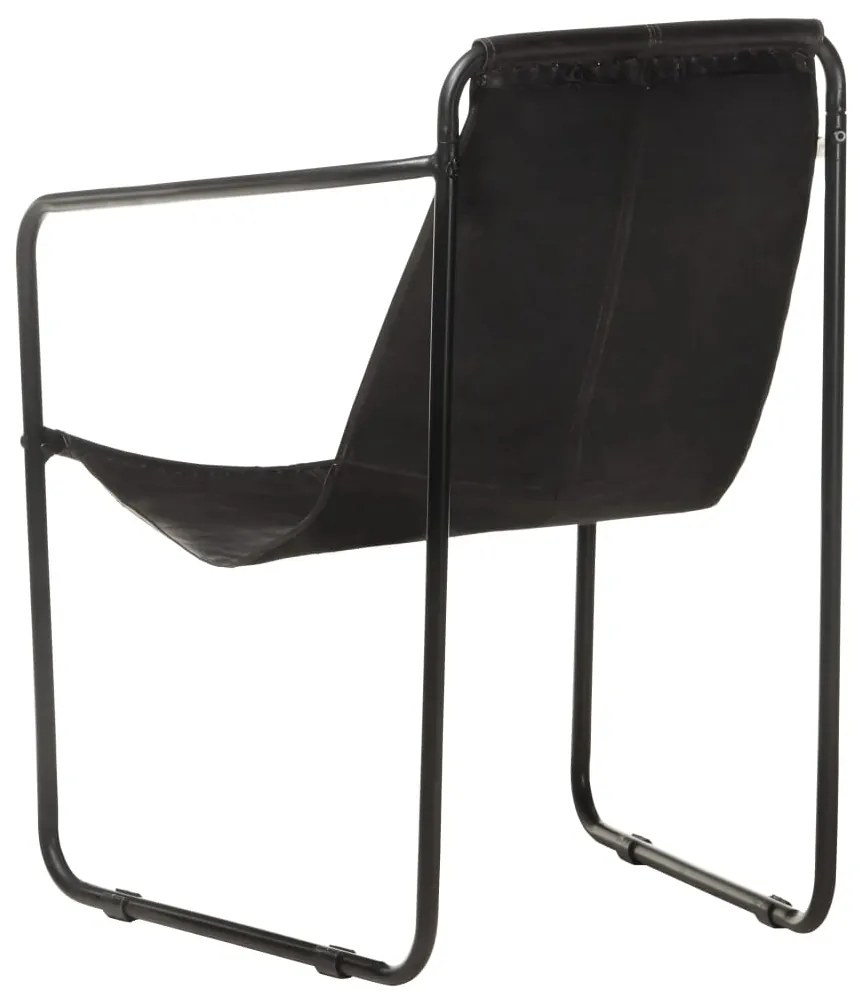 Cadeira com apoio de braços em couro genuíno preto