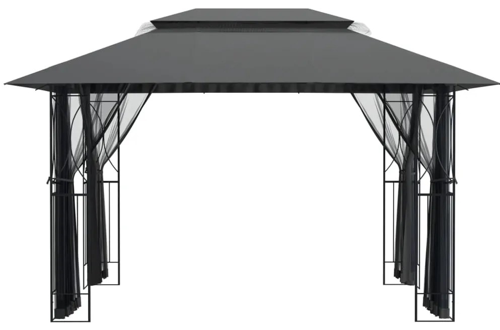 Gazebo com paredes laterais 400x300x270 cm aço antracite