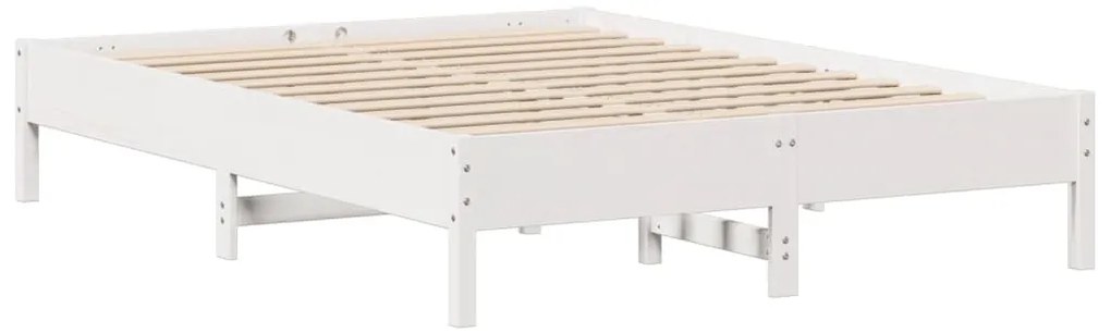 Cama sem colchão 140x190 cm madeira de pinho maciça branco