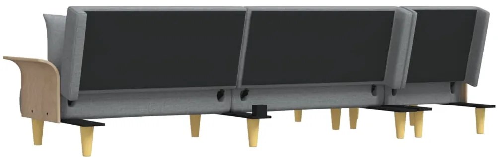 Sofá-cama em forma de L 279x140x70 cm tecido cinzento-claro
