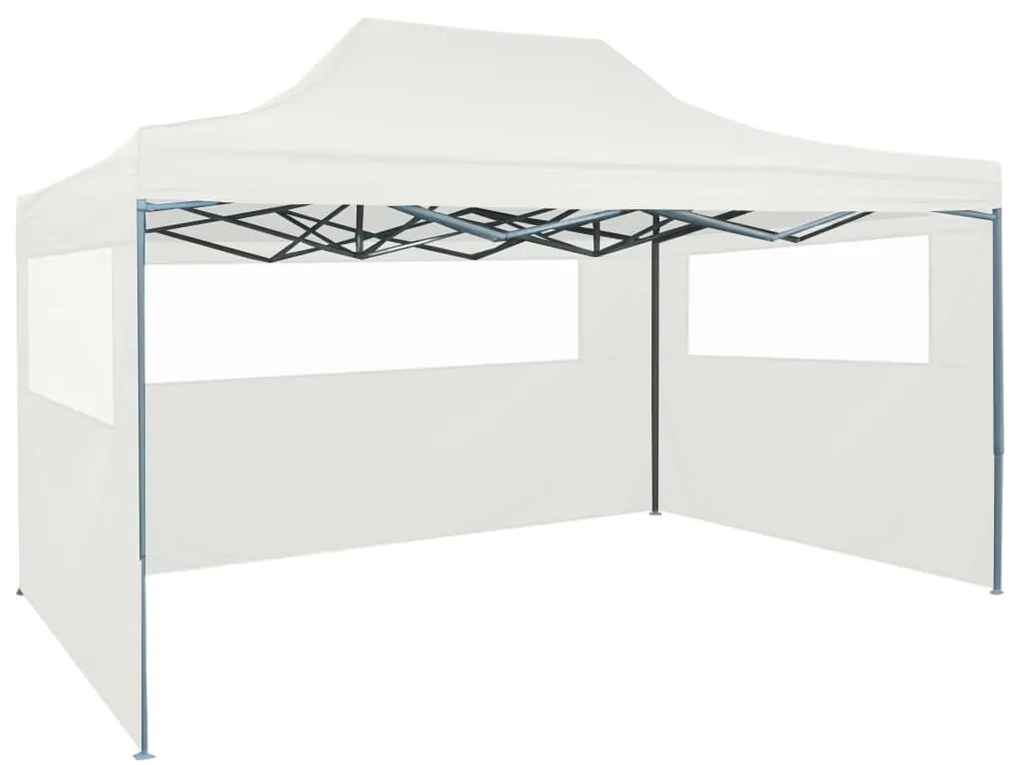 vidaXL Tenda para festas dobrável c\ 3 paredes laterais 3x4,5 m branco