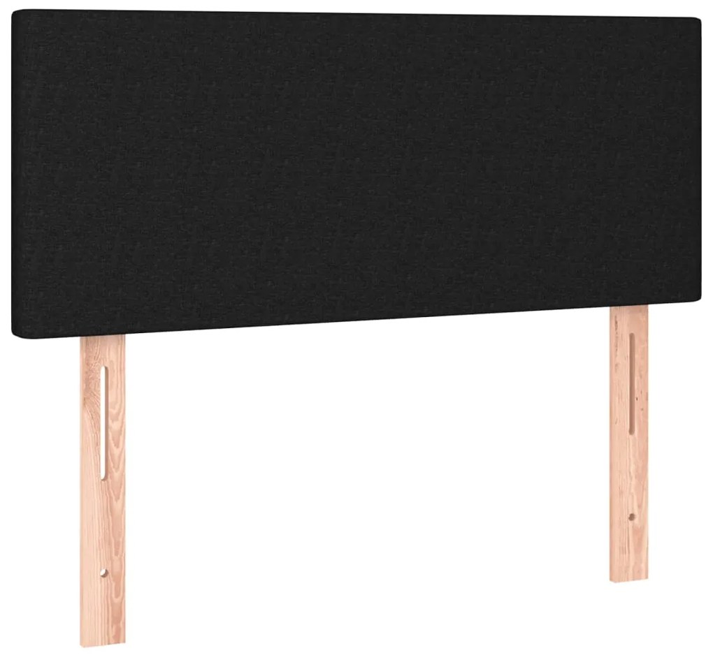 Cama box spring c/ colchão e LED 120x190 cm tecido preto