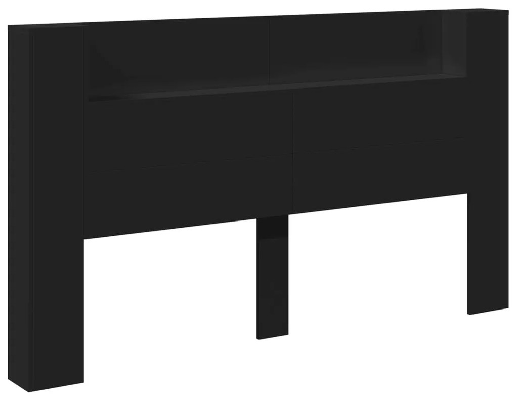 Armário de cabeceira com luzes LED 180x16,5x103,5 cm preto