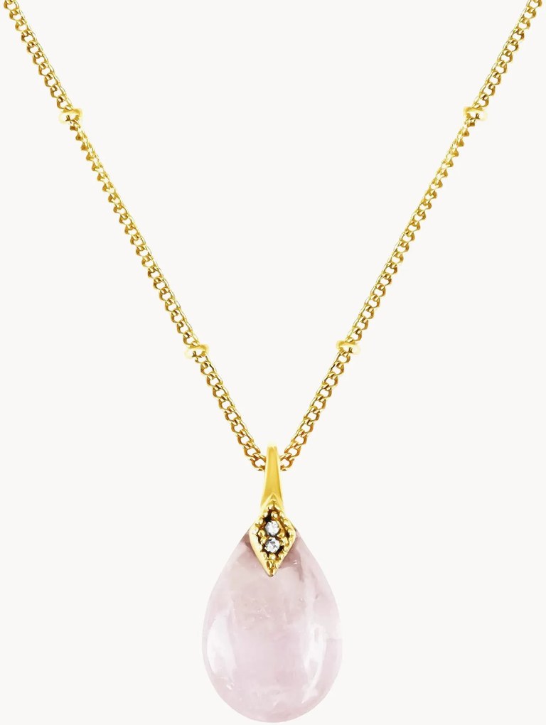 Colar banhado a ouro com quartzo rosa Neo