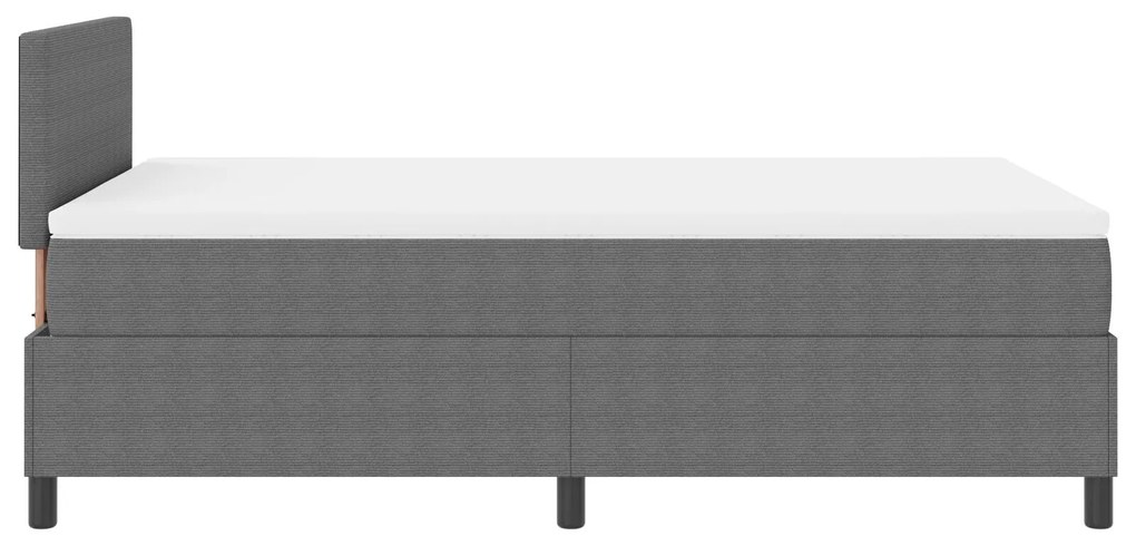 Cama Box Spring com Colchão Cinza 120x200 cm Tecido de Veludo Cotelê