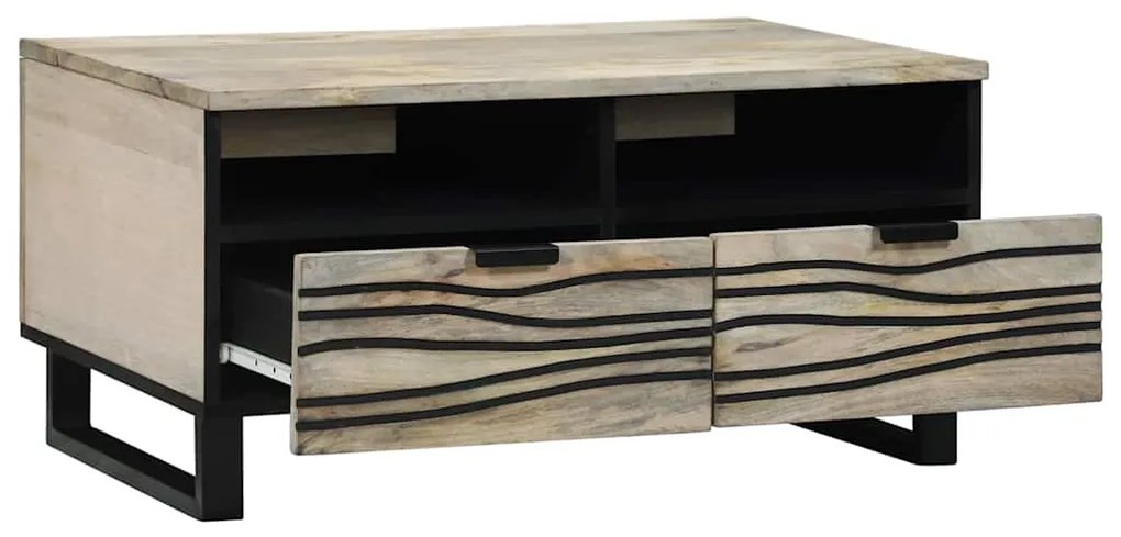 Mesa de centro com gaveta com armazenamento Branco, Preto 80 x 50 x 40
