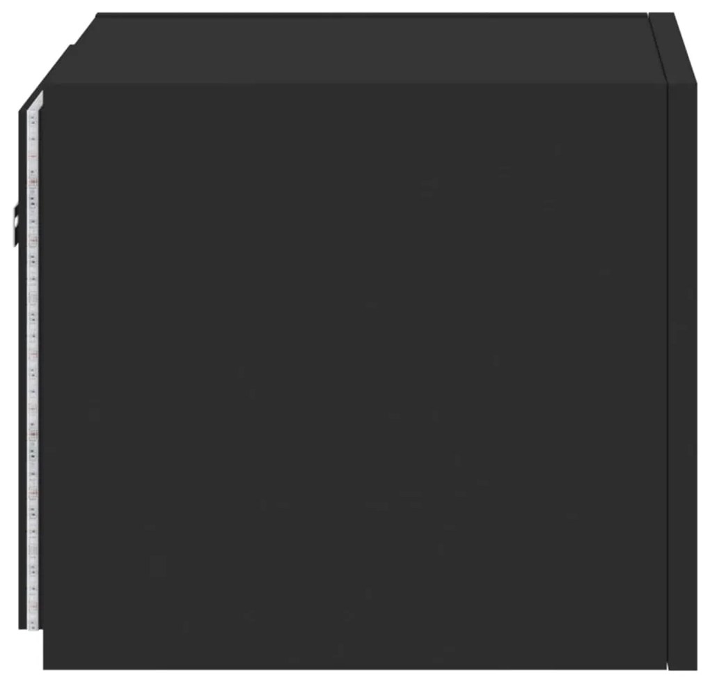 Móvel de parede para TV com luzes LED 30,5x35x30 cm preto