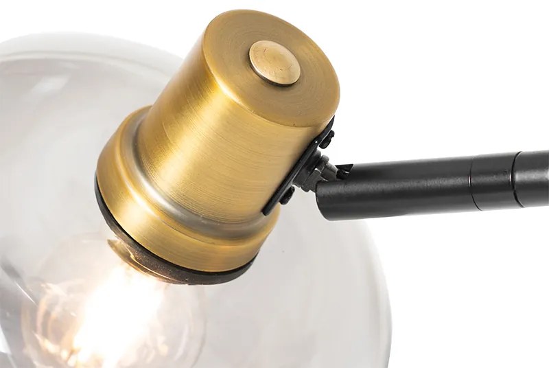 Candeeiro de pé inteligente preto com dourado e vidro fumê 3-luzes Inclui 3 Wifi P45 - Zuzanna