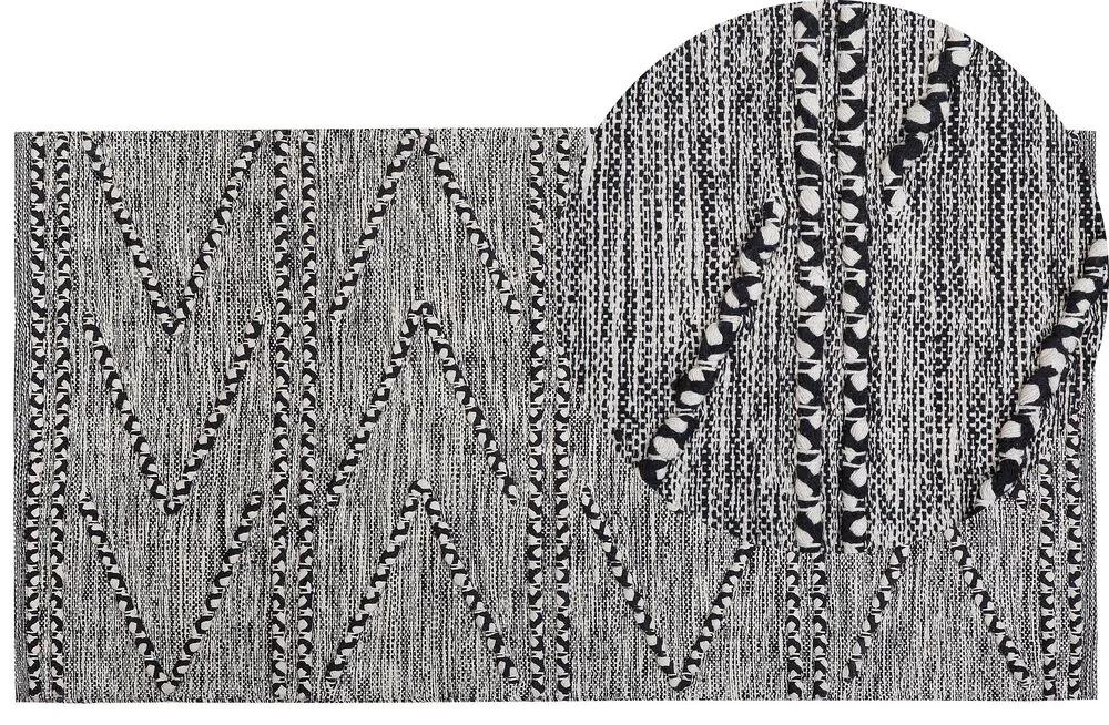 Tapete de algodão 80 x 150 cm preto e branco TERMAL Beliani