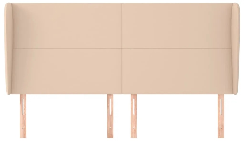 Cabeceira cama c/ abas couro artif. 163x23x118/128cm cappuccino